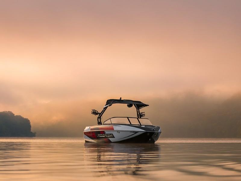 2021 Moomba Craz with cloudy sunset in the background